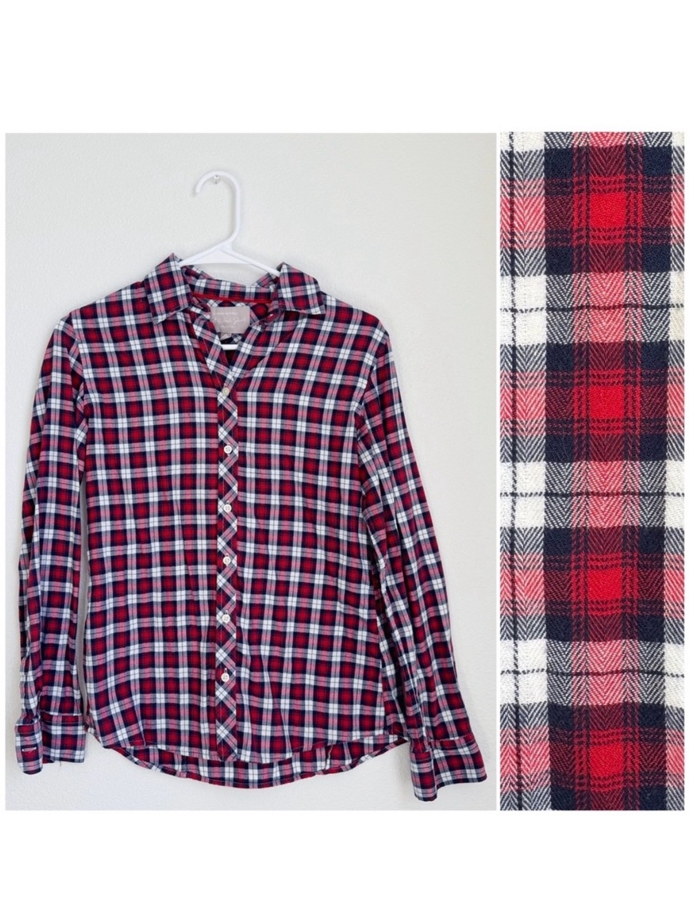 Banana Republic Soft Wash Plaid Button Down Shirt in Red & Navy XS